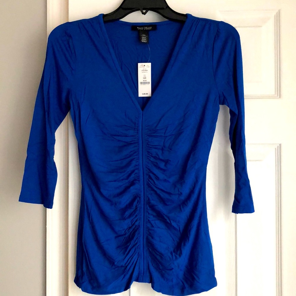 White House Black Market 3/4 Sleeve Ruched Tee